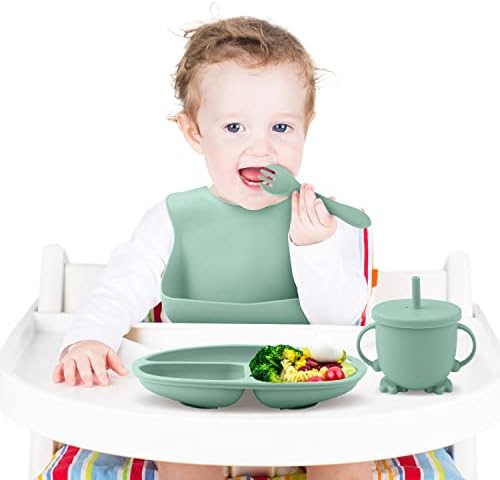 Сет За Хранење Силиконски Бебиња, Материјали За Одвикнување Предводени Од Бебиња Поставете Силиконски Вшмукувачки Чинии Вшмукувачки
