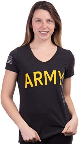 Армија Женски V-Вратот | Американската Воена Пешадија Ракав Знаме Женски Војник Маица Сопруга Мајка Врвот