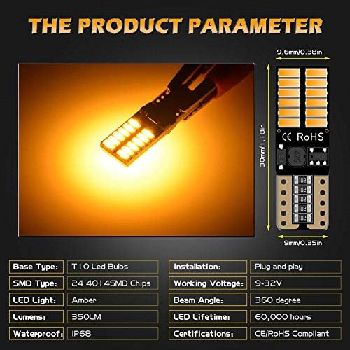 КАТУР 194 LED Сијалица 800LM Canbus Грешка Слободен 168 2825 W5W T10 24-SMD 4014 Чипсети LED Замена Светилки За Автомобил Учтивост