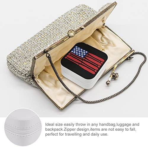 Американско знаме Бејзбол ПУ кожа Мал накит кутија ѓердан Организатор за складирање на прстени за девојчиња за девојчиња