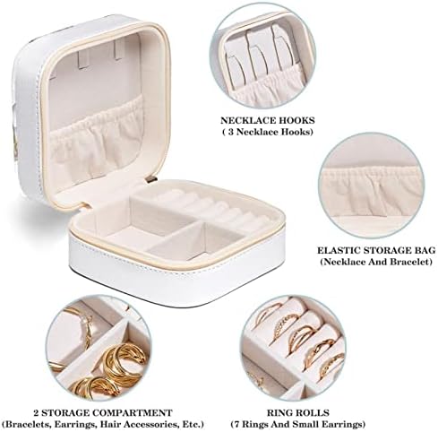 Кутија за накит за патувања Rodailycay со двоен патент, фосилна текстура Организатор за накит за накит мал држач за обетки за обетки за