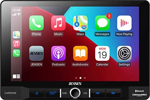 Jensen CAR910W 9 инчен Mechless Мултимедијален Приемник Со Безжичен И Жичен Apple CarPlay l Поддржува Android Уреди l Siriusxm-Подготвен l Вграден Bluetooth l 240 Вати Mosfet Моќ
