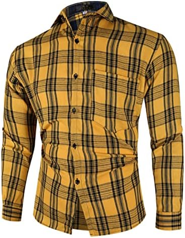 Xxbr карирани кошули за мажи, јака за вртење со долг ракав, проверено копче надолу на врвовите на решетките, тенок фит деловна кошула