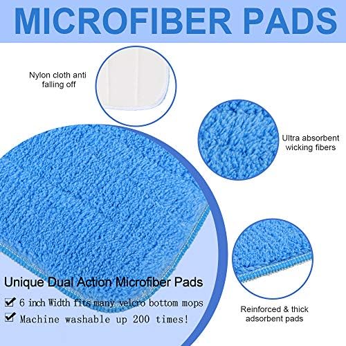 Microfiber Mops за чистење и чистење на подот - 8 пакувања за еднократно замена на главата на главата подлога 4 сина+ 4 бела чистачка за