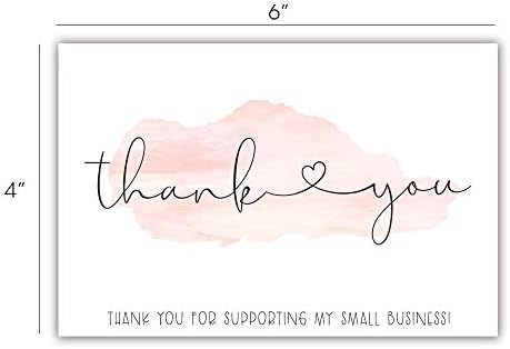 50 розова акварел 4x6 Ви благодариме што го поддржавте мојот мал бизнис - Клиент Ви благодариме за картичките за нарачки - Мал