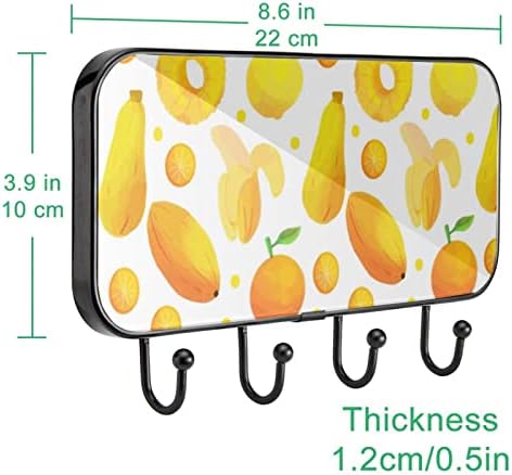 Овошје Банана Портокал Папаја Лимон Печатење Палто Решетката Ѕид Монтирање, Влезот Палто Решетката со 4 Кука За Капут Капа Пешкир Чанта