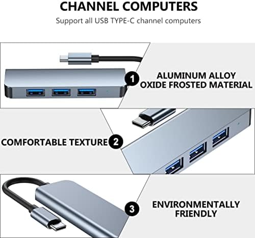 Mobestech USB Hub USB Сплитер Компјутерски Адаптер USB C Центар Повеќе USB c центар Тип C Адаптер USB c центар За Полнење алуминиумска