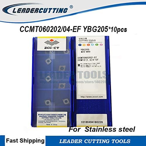 FINCOS CCMT060202-EF CCMT060204-EF YBG205*10pcs ZCCCT Вртење Инсерти, Сечилото За Носителот SCLCR/SCFCR, За Нерѓосувачки Челик