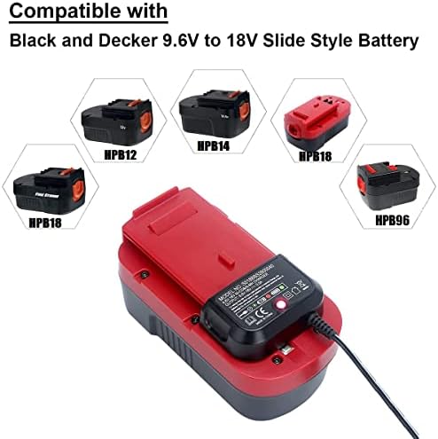 9.6V-18V NI-CD&NI-MH Multi Volt Battery Charger 90556254-01 Replace for Black&Decker 18V 14.4V 12V 9.6V Slide Battery HPB18-OPE HPB18