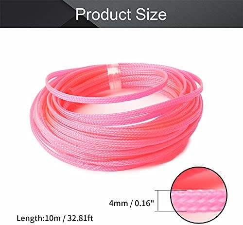 Othmro 5m/16.4ft ПЕТ ПЕТ Прошимен кабел за плетенка Флексибилна жица од мрежа за ракави розови розови