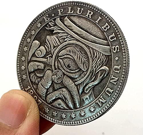 1887 година залутана монета Зголемено стакло стариот месинг стар сребрен медал занаетчиски сребрена монета комеморативна монета