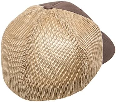 Flexfit Trucker Hat за мажи и жени што може да дишеат, истегнете флексибилно вклопување во кафеава боја/каки