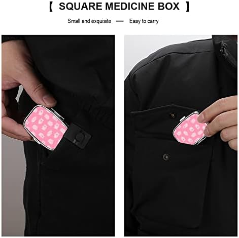 Пилула кутија розови свињи во форма на плоштад во форма на таблета, преносен таблета со витамин контејнер, организатор на апчиња држач со 3 оддели