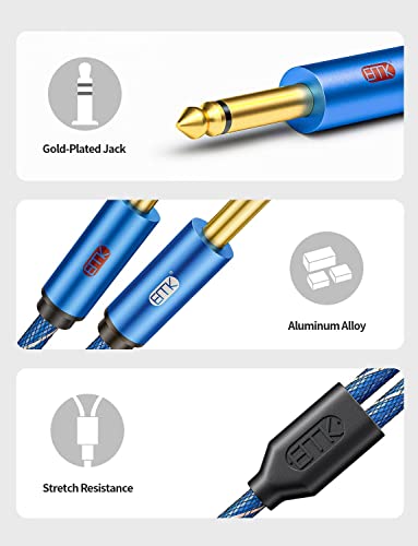 ЕМК стерео 1/4-инчен до двојно 1/8-инчен џек кабли Моно стерео-кабелски сплитер кабел за паметен телефон, компјутер, ЦД/ДВД плеер, засилувач на звучници и домашни систе