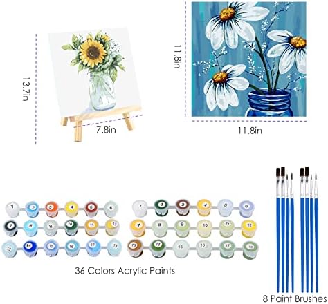 Деветсамо 2 Пакувајте Боја По Броеви за Возрасни Врамени Платно, САМОСТОЈНИ Цветни Уметности и Занаети Сликање По Броеви Комплети За Жени