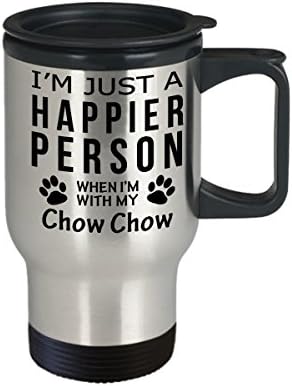 Куче Љубовник Патување Кафе Кригла-Посреќна Личност Со Чау Чау-Сопственик На Миленичиња Спасување Подароци