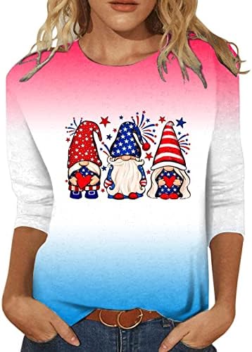 Kaniem Womens Tops Fourth Of July Shirt Women 3/4 Sleeve Independence Day Shirts Fashion Summer Tops Round Neck Womens Tees patriotic womens
