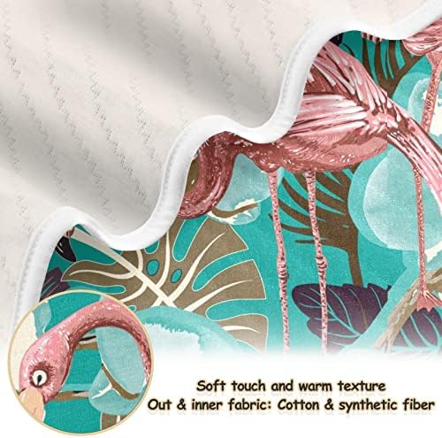 Swaddle Clabte Vintage Flamingo цветно памучно ќебе за новороденчиња, примање ќебе, лесен мек за тресење за креветчето, шетач, расадници, ќебиња