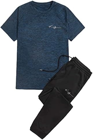 Ојоангл машка облека од 2 Парчиња Маица Со Кратки Ракави И Спортски Панталони Салон За Спиење Тренерка