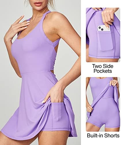 Heathените на Хитјога го отсекоа изопачениот тениски фустан со вграден шорцеви и градник тренинг фустан голф атлетски фустан за жени
