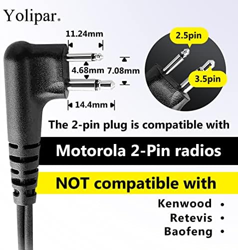 Yolipar PR400 слушалки компатибилен со Motorola Radio CLS1410 CLS1110 CP200 GP300 GP2000 Walkie Talkie со PTT MIC 2 PIN HEADSETS комплет за