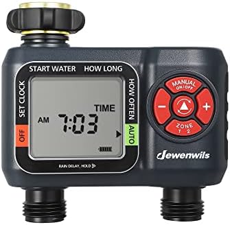 Dewenwils Timer Sprinkler 2 зона, тајмер за црево со вода со одложување на дожд/рачно наводнување/тајмер за автоматско наводнување,