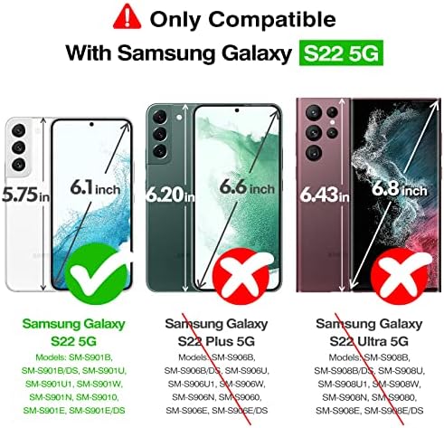 Rayboen Clear Samsung Galaxy S22 Случај Јасен Дизајниран Воен Пад Заштитен Мек Отпорен На Удари S22 5g Случај 6,1 инчен Силиконски Браник Тенок