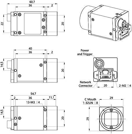 Hteng Vishi Gige Ethernet 1.3MP 1/2 Индустриска камера во боја Визија Глобален бленда C-Mouth Camera Sensor 1280x1024 91FPS