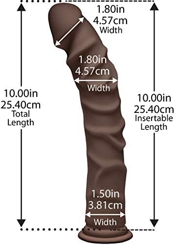 Doc nsонсон на D - Raging'd W/O топки 10 инчи - Ultraskyn - 10 долга и 1,5 широка - силна база на купови за вшмукување - Отежната дилдо од О -прстен - Компатибилен дилдо - чоколадо