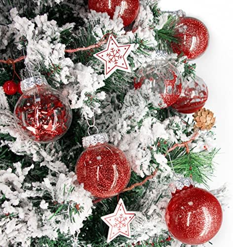 Декорациите за новогодишни украси Поставете црвени украси за новогодишни елки со разнишани чисти пластични божиќни украси за божиќни забави за Божиќна свадба 30 п?