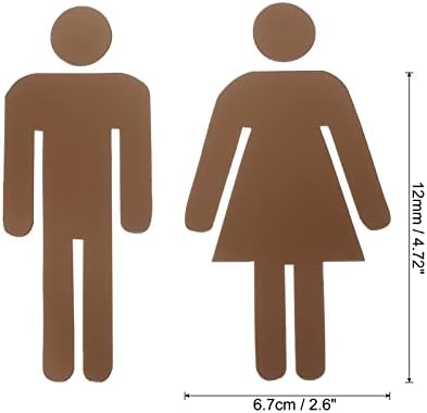 Знак за бања во Патикил, 2 сет акрилен само-лепенки за тоалети за мажи и женски тоалети за пол, кафеава, кафеава боја