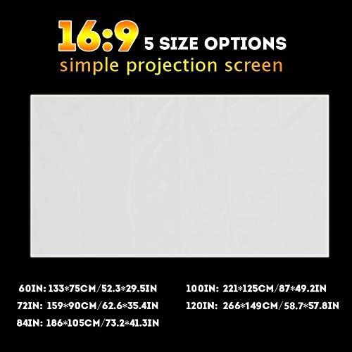 ZSEDP 16: 9Д 3Д wallид монтиран екран за проекција 60/72/84/100/120 инчен проектор екран со влакна од платно завеса за домашно театар