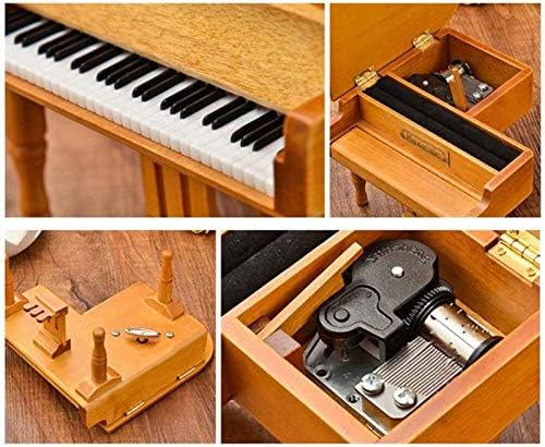Alremo Huangxing - пијано дрвена музичка кутија 18 тон подарок Исклучителна музичка кутија со столче музичка кутија декорација Декорација