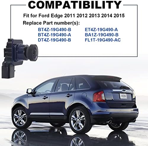 Ertoory Заден преглед на камерата за резервна копија на фотоапаратот за паркирање на фотоапаратот Ford Edge 2011-2015, го заменува BT4Z-19G490-B, BT4Z-19G490-A, DT4Z-199G490-B