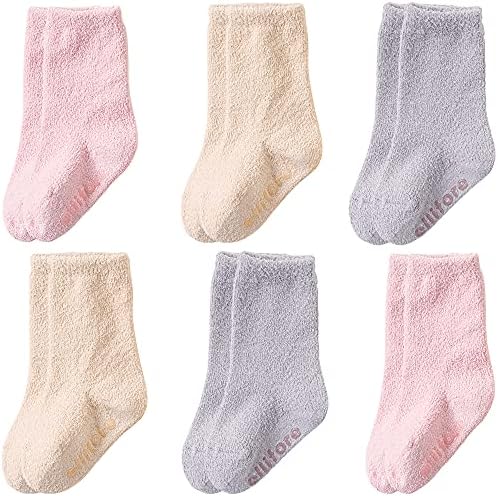 Детници чорапи со грипири, новороденче за новороденчиња новороденче, топло чорапи за екипаж, деца нејасни чорапи за бебиња девојки