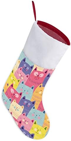 Шарени мачки Кити Божиќ виси чорапи за порибување за Божиќно дрво од камин