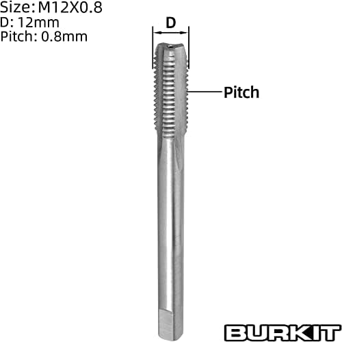 Burkit 2pcs M12 x 0,8 конец Допрете десна рака, HSS M12 x 0,8 директно флитирана машина Допрена