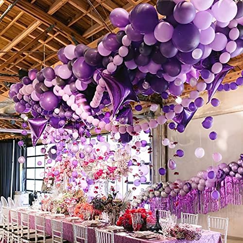 Партиву Јорговани Балони, 100 парчиња Пастелни Виолетови Балони Со Различни Големини Пакет од 36 Инчи 18 Инчи 12 Инчи 10 Инчи 5 Инчи
