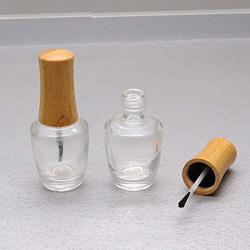 2 парчиња 15мл чиста празна шишиња со лак за нокти, козметички нокти полски сад за вијали со четка бамбус капаче