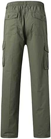 Douhen Slim Fit Cargo Pants For Men Mens Cotton плус големина џеб цврсти еластични панталони за половината