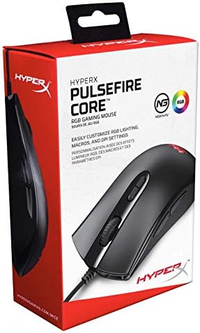 Hyperx Pulsefire Јадро-RGB Игри На Глувчето, СОФТВЕР Контролирани RGB Светлосни Ефекти &засилувач; Макро Прилагодување, Pixart 3327 Сензор до 6,200 DPI, 7 Програмабилни Копчиња, Глувчет