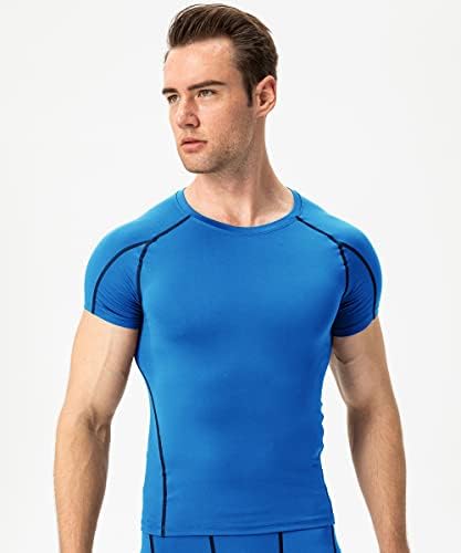 Wragcfm 3 пакуваат машки компресии за атлетски кошули со кратки ракави ， тренингот ладно суво базелиер спортски маици кои трчаат врвови