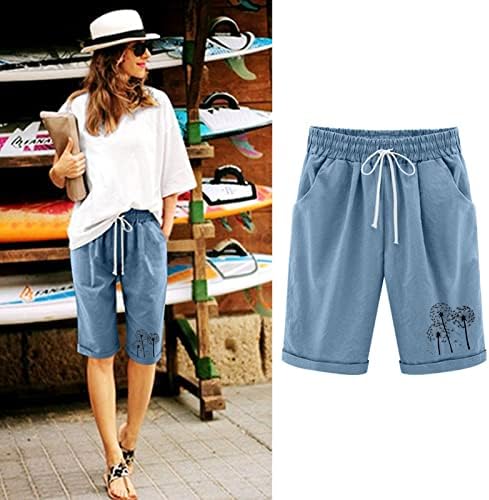 Шорцеви за жени случајни еластични влечења удобни шорцеви летни лесни кратки со џебови облеки модна облека