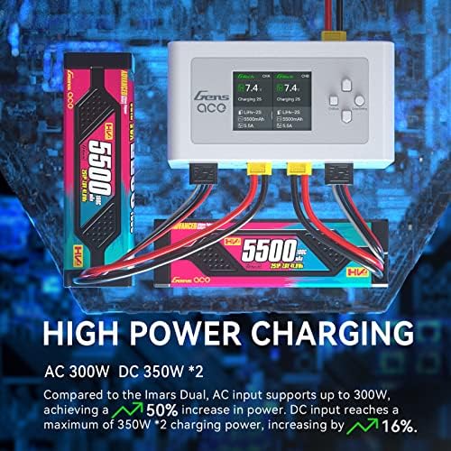 Gens Ace IMARS D300 G-Tech Серија SMART CHALGER LIPO Charger, 16A AC 300W DC 350W*2 Двојна полнач за липо