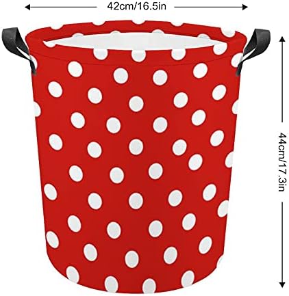 Црвени и бели точки од полкови, зачудувачки корпи за складирање на корпи со лесни рачки за носење за организатор на облека за играчки