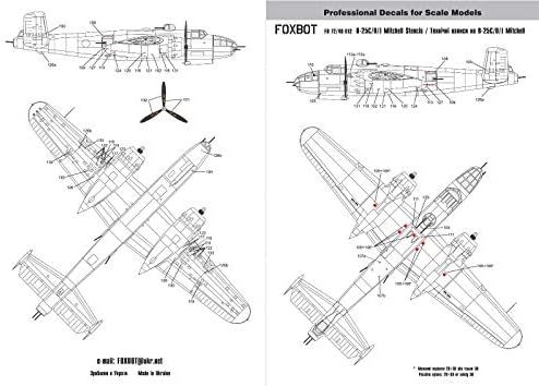 Декал за матрици за Северна Америка Б-25С/Д/Ј Мичел 1/72 Фоксбоот 72-012