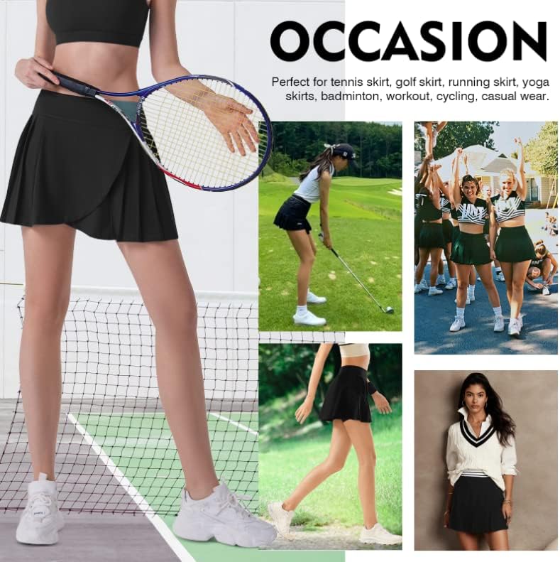 Тениско здолниште за жени црни здолништа за црни скерти за жени плетени тениски здолништа со шорцеви и 3 џебови со високи здолништа за голф