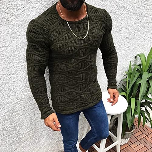 Dudubaby Mens Pullover плетен џемпер екипаж на екипаж Стилски трикотажа обичен тенок вклопат ткаат плетен скокач