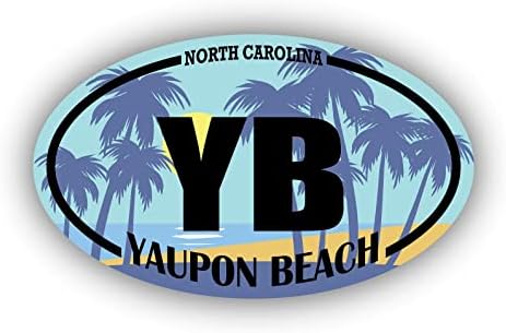 YB Yaupon Beach Северна Каролина | Налепници за обележје на плажа | Океан, море, езеро, песок, сурфање, лопатка | Совршен за автомобили, прозорци, лаптопи, колби, шишиња со вод