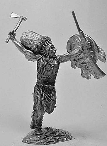 Апачи домородноамериканец од 19 век во САД 1/32 Скала Необоен калај фигура Диви Запад Рачно изработена минијатурна минијатурна